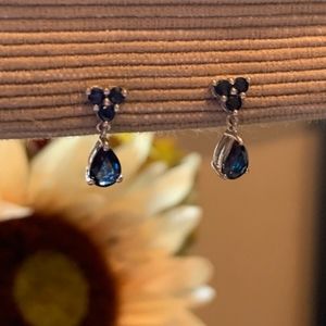 2 Carat Genuine Sapphire Earrings/ Solid 14k 💙